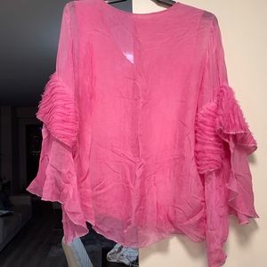 Large pink soft loose blouse